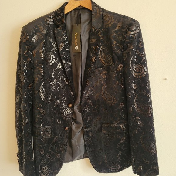 Black Embossed (shiny) Blazer - Picture 1 of 2